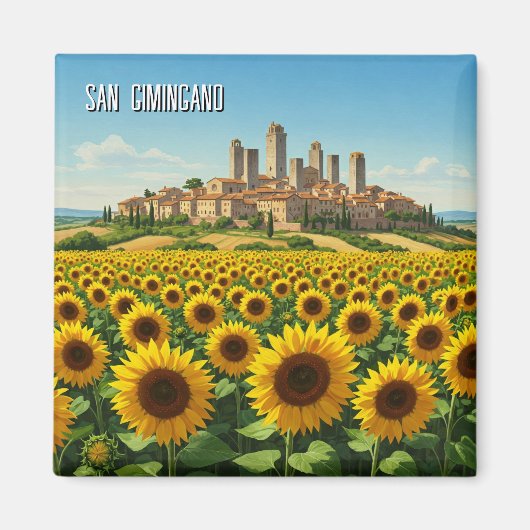 Sonnenblumen in San Gimingano Italien Reisen Magnet (Vorne)