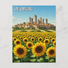 Sonnenblumen in San Gimingano Italien Reisen Postkarte