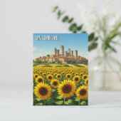 Sonnenblumen in San Gimingano Italien Reisen Postkarte (Stehend Vorderseite)