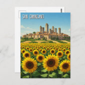 Sonnenblumen in San Gimingano Italien Reisen Postkarte (Vorne/Hinten)
