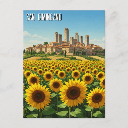 Sonnenblumen in San Gimingano Italien Reisen Postkarte (Vorderseite)
