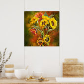 Sonnenblumen in Sonnenblumen Vase - Sq_Art Poster/ Poster (Küche)