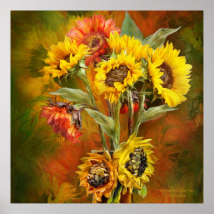 Sonnenblumen in Sonnenblumen Vase - Sq_Art Poster/ Poster