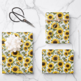 Sonnenblumen in Sonnengelb Geschenkpapier Set