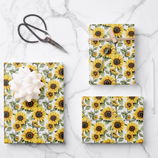 Sonnenblumen in Sonnengelb Geschenkpapier Set (Vorderseite)