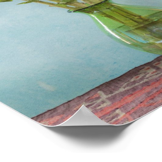 Sonnenblumen in Vase auf dem Tisch Poster (Ecke)