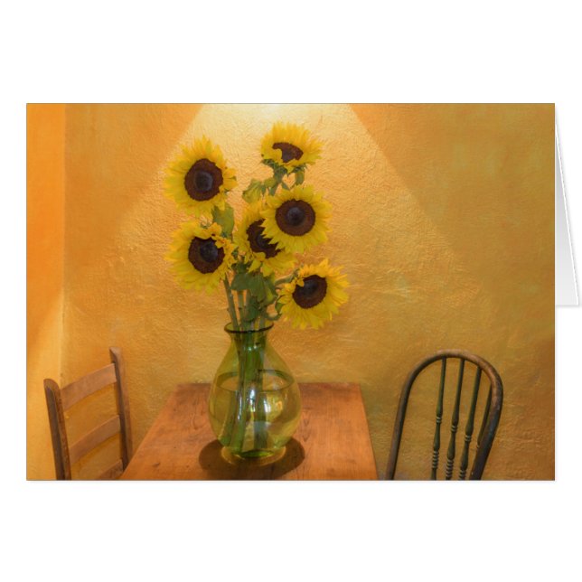 Sonnenblumen in Vase auf Tabelle 2 (Vorderseite (Horizontal))