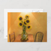 Sonnenblumen in Vase auf Tabelle 2 Postkarte (Vorne/Hinten)