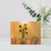 Sonnenblumen in Vase auf Tabelle 2 Postkarte (Stehend Vorderseite)