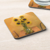 Sonnenblumen in Vase auf Tabelle 2 Untersetzer (Linke Seite)