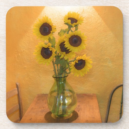 Sonnenblumen in Vase auf Tabelle 2 Untersetzer (Vorderseite)