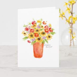Sonnenblumen in Vase Blank Grußkarte Karte