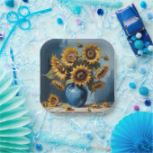 Sonnenblumen in Vase Pappteller (Party)