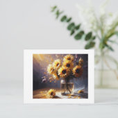 Sonnenblumen in Vase, Postkarte (Stehend Vorderseite)