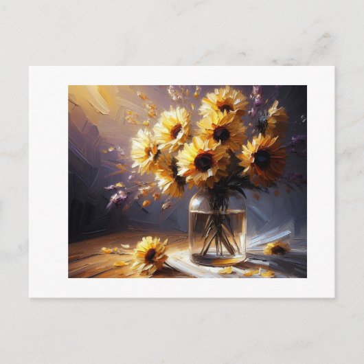 Sonnenblumen in Vase, Postkarte (Vorderseite)