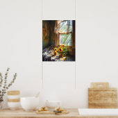 Sonnenblumen in Vase Window Sill Scene #SFW1016 Poster (Küche)