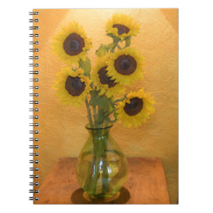 Sonnenblumen in Vasen auf Tisch 2 Notizblock