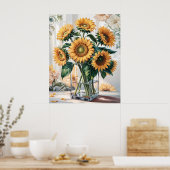 Sonnenblumen in Vasen Poster (Küche)