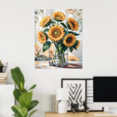 Sonnenblumen in Vasen Poster (Heimbüro)