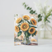 Sonnenblumen in Vasen Postkarte (Stehend Vorderseite)