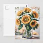 Sonnenblumen in Vasen Postkarte (Vorne/Hinten)