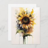 Sonnenblumen in Wasserfarben Feiertagskarte (Vorne/Hinten)