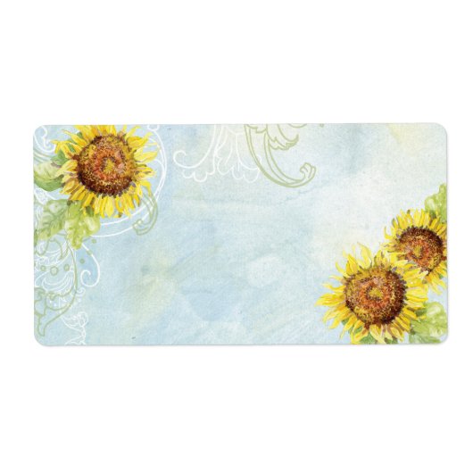 Sonnenblumen "in Wirbel, Einladungs-Labels Hochzei (Vorne)