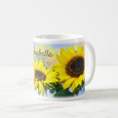 Sonnenblumen-Individuelle Name Kaffeetasse (VorderseiteRechts)