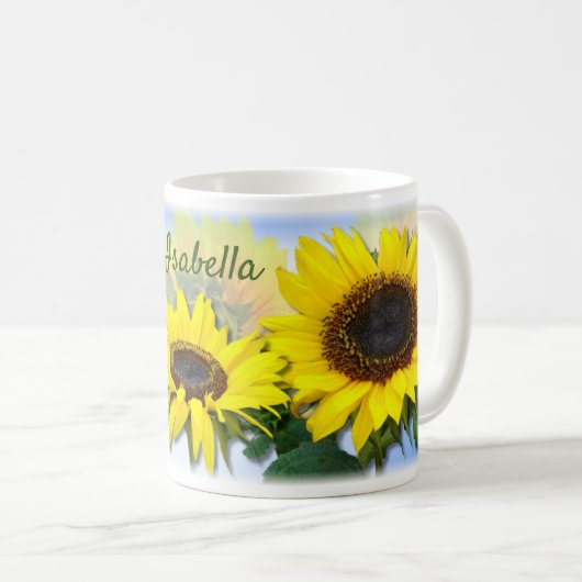 Sonnenblumen-Individuelle Name Kaffeetasse (VorderseiteRechts)
