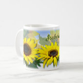 Sonnenblumen-Individuelle Name Kaffeetasse (Vorderseite Links)