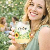 Sonnenblumen individuelle Name Monogramm-Initialen Weinglas Ohne Stiel