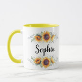 Sonnenblumen-Individuelle Name Tasse (Links)