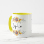 Sonnenblumen-Individuelle Name Tasse (Vorderseite Links)