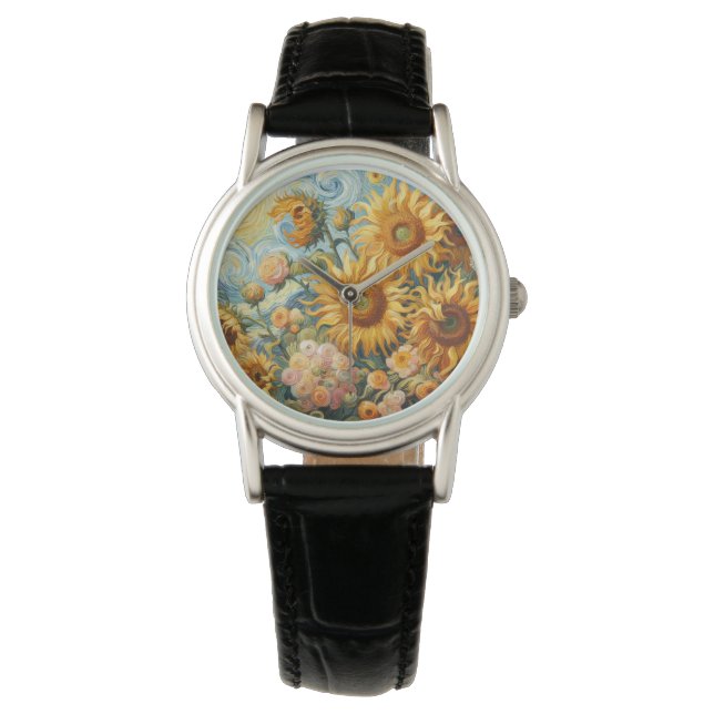 Sonnenblumen Inspiration Armbanduhr (Vorderseite)