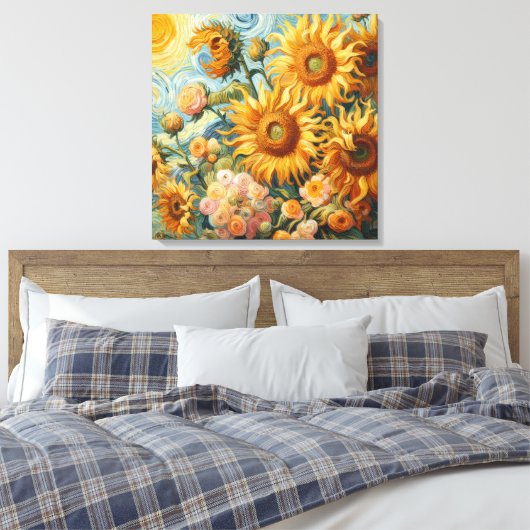 Sonnenblumen Inspiration Leinwanddruck (Insitu (Schlafzimmer))