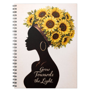 Sonnenblumen Inspirierendes Schwarzes Frauen Blume Notizblock