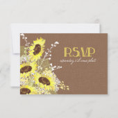 Sonnenblumen Jar Burlap Rustic RSVP Card Karte (Rückseite)