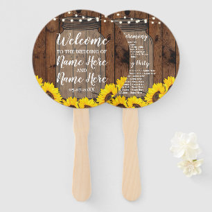 Sonnenblumen Jar Wood Wedding Programm Blumenlüfte Fächer
