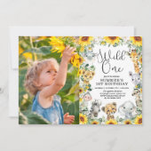 Sonnenblumen Jungle Animals Wild Ein Geburtstag Fo Einladung (Vorderseite)