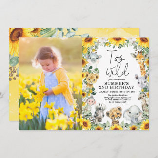 Sonnenblumen Jungle Safari Zwei Wilde Geburtstags- Einladung