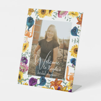 Sonnenblumen, Kalla-Lilien, Tigerlilien-Brautstrau Sockelschild