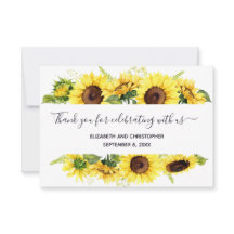 Sonnenblumen Kalligrafie Hochzeit Danke Karte