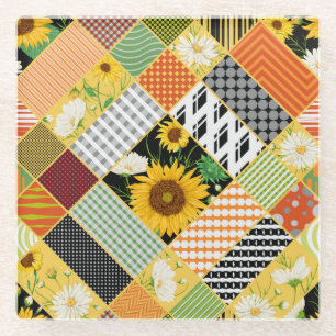 Sonnenblumen Kamille, Fliesen Wasserfarbe. Glasuntersetzer