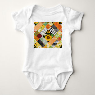 Sonnenblumen Kamille, Patchwork Wasserfarbe. Baby Strampler