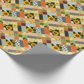 Sonnenblumen Kamille, Patchwork Wasserfarbe. Geschenkpapier (Ecke)