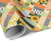 Sonnenblumen Kamille, Patchwork Wasserfarbe. Geschenkpapier (Rolleneckpunkt)