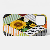 Sonnenblumen Kamille, Patchwork Wasserfarbe. iPhone Hülle (Rückseite (Horizontal))