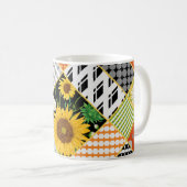 Sonnenblumen Kamille, Patchwork Wasserfarbe. Kaffeetasse (VorderseiteRechts)
