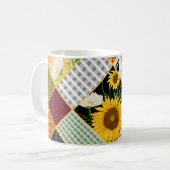 Sonnenblumen Kamille, Patchwork Wasserfarbe. Kaffeetasse (Vorderseite Links)