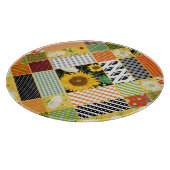Sonnenblumen Kamille, Patchwork Wasserfarbe. Schneidebrett (Ecke)